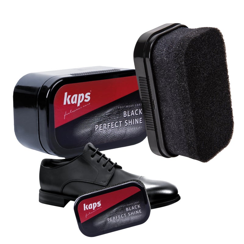 Kaps Shoe Shine Sponge - Instant Black Shoe Shiner - Shoe Polish Sponge for Leather Shoes, Boots & Leather Accessories | Premium Leather Care Product - Shoe Shine Without Polishing - Image 1